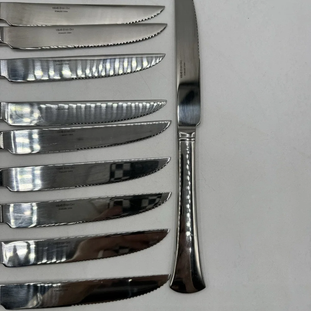 Reed & Barton TYLER Stainless R&B EveryDay Glossy Silverware 12 Steak Knives Set